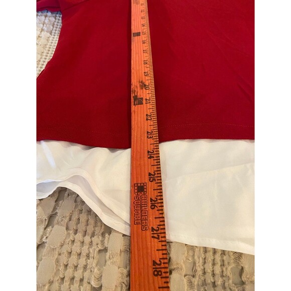 Shein  Blouse Plus Size XL Pullover Top  Red & White Collared Shirt Layered - Picture 6 of 6